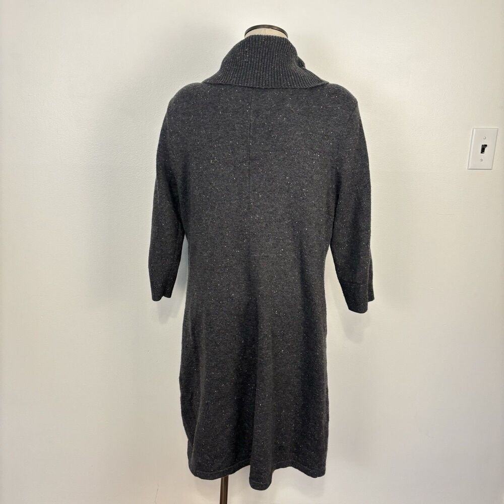 Talbots Womens XL Gray Speckled Sweater Dress Cowl Neck Cotton Blend - Picture 6 of 6